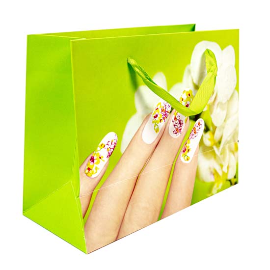 10 stuks Papieren cadeautassen groen  nagels 218x23x9 cm