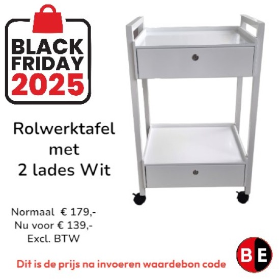 Rolwerktafel met 2 lades - Wit - BF2025 Rolwerktafel met 2 lades - Wit - BF2025