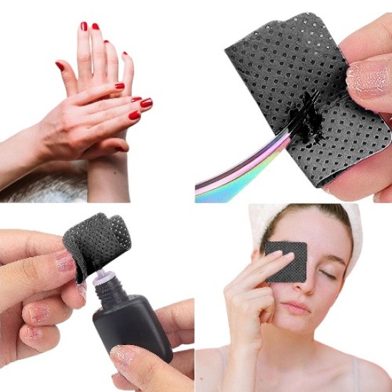 Nail Wipes Lint Free - Pluisvrije nageldoekjes - Nagellakremoverdoekjes - Makeup-pads - Lash Glue Wipes - Pak 300st - Kleur: Zwart