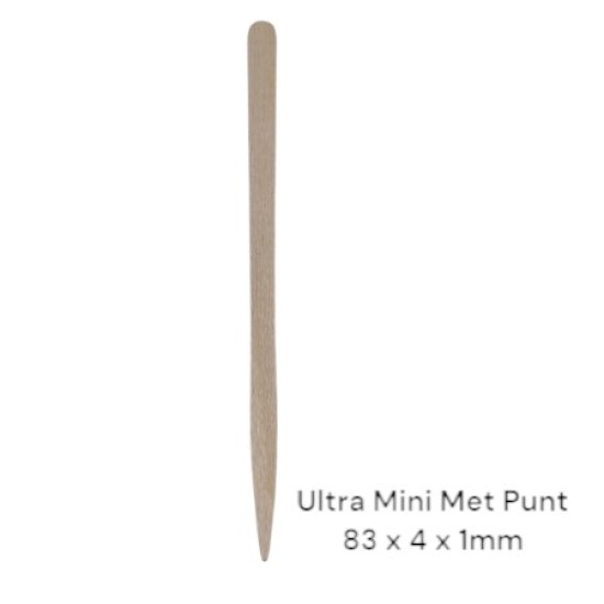 Houten Spatels: Ultra Mini met punt - 100st (83x4x1mm) Houten Spatels: Ultra Mini met punt - 100st (83x4x1mm)