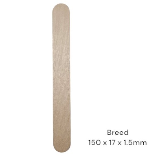 Houten Spatels: Breed - 100 stuks (150x17X1.5mm) Houten Spatels: Breed - 100 stuks (150x17X1.5mm)