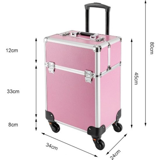 Beautykoffer - Beauty Trolley - Beautycase - Nagel Trolley - HA36: Licht Roze