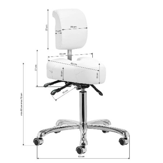 Tabouret Ergonomisch - Ergonomische Zadelkruk - Kleur: Wit