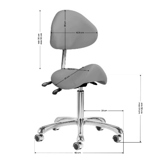 Tabouret de Luxe - Zadelzit de Luxe - Kleur: Grijs