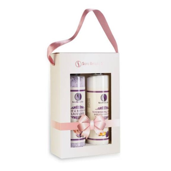 Sara Beauty Spa Cadeauset Mango - Lavendel Hydraterende Creme en  Lavendel Voet - badzout