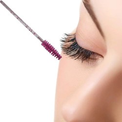 Lash brushes - Mascara en wenkbrauw borsteltjes 50st - Kleur Donker Roze Glitter Lash brushes - Mascara en wenkbrauw borsteltjes 50st - Kleur Donker Roze Glitter