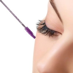 Lash brushes - Mascara en wenkbrauw borsteltjes 50st - Kleur Paars Glitter Lash brushes - Mascara en wenkbrauw borsteltjes 50st - Kleur Paars Glitter