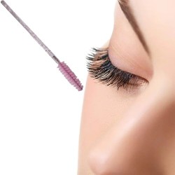 Lash brushes - Mascara en wenkbrauw borsteltjes 50st - Kleur Roze Glitter Lash brushes - Mascara en wenkbrauw borsteltjes 50st - Kleur Roze Glitter