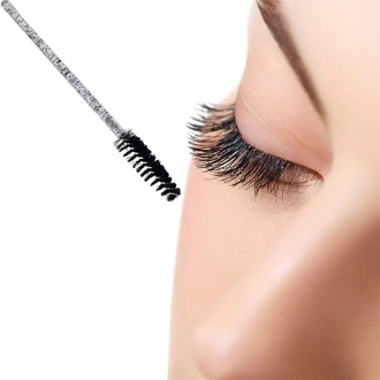 Lash brushes - Mascara en wenkbrauw borsteltjes 50st - Kleur Zwart Glitter