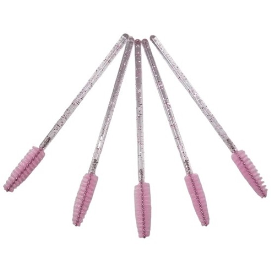 Lash brushes - Mascara en wenkbrauw borsteltjes 50st - Kleur Roze Glitter