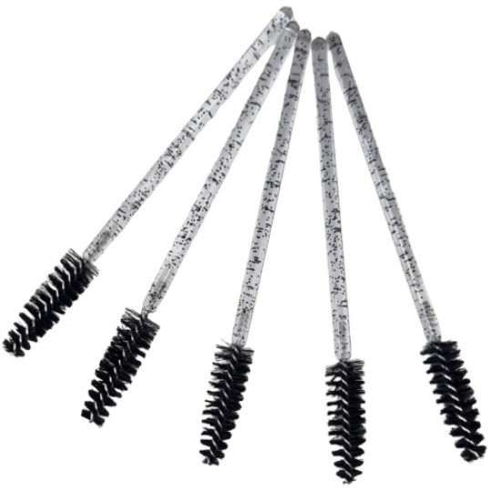 Lash brushes - Mascara en wenkbrauw borsteltjes 50st - Kleur Zwart Glitter