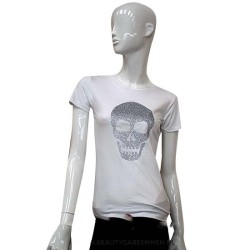 Wit T-shirt Skull zilver Wit T-shirt Skull zilver