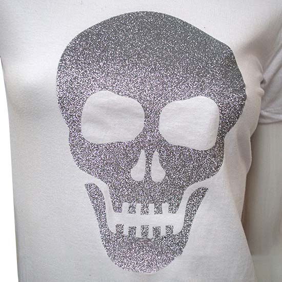 Wit T-shirt Skull zilver