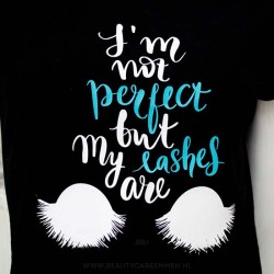 Zwart T-shirt not perfect lashes are wit-turquoise Zwart T-shirt not perfect lashes are wit-turquoise