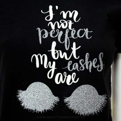 Zwart T-shirt not perfect lashes are wit-zilver Zwart T-shirt not perfect lashes are wit-zilver