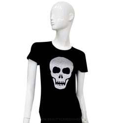 Zwart T-shirt Skull zilver Zwart T-shirt Skull zilver