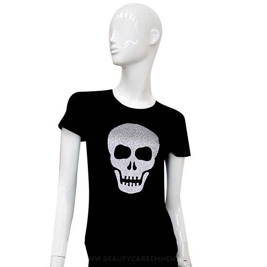 Zwart T-shirt Skull zilver