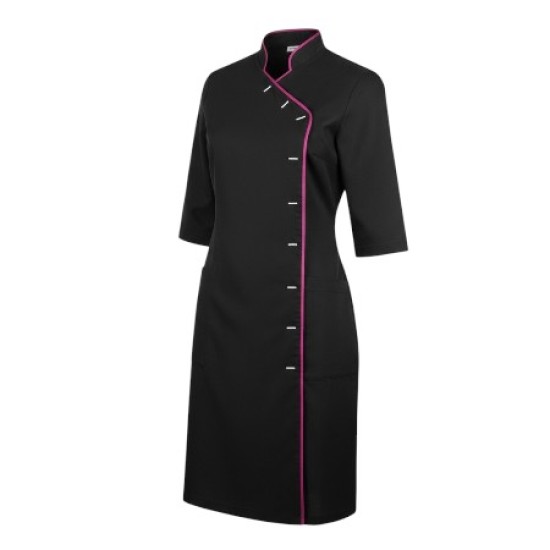 Jurk Romy Zwart met roze bies