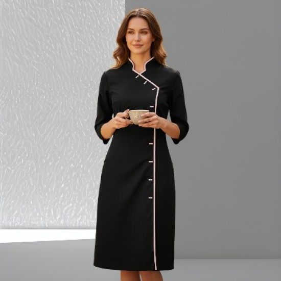 Jurk Romy Zwart met witte bies