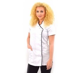 Tuniek Romy: Wit met zwarte bies Tuniek Romy: Wit met zwarte bies