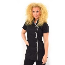 Tuniek Romy (Katoen)  Zwart met witte bies  Tuniek Romy (Katoen)  Zwart met witte bies