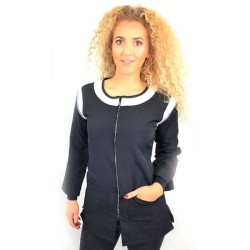 Tuniek Fleur:  Zwart met wit en grijze bies Tuniek Fleur:  Zwart met wit en grijze bies