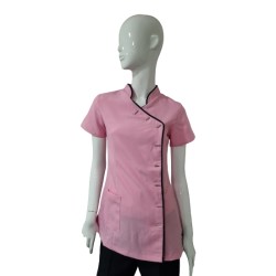 Tuniek Romy: Licht-Roze met zwarte bies Tuniek Romy: Licht-Roze met zwarte bies