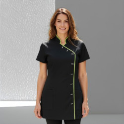 Tuniek Romy: Zwart met lime groene bies