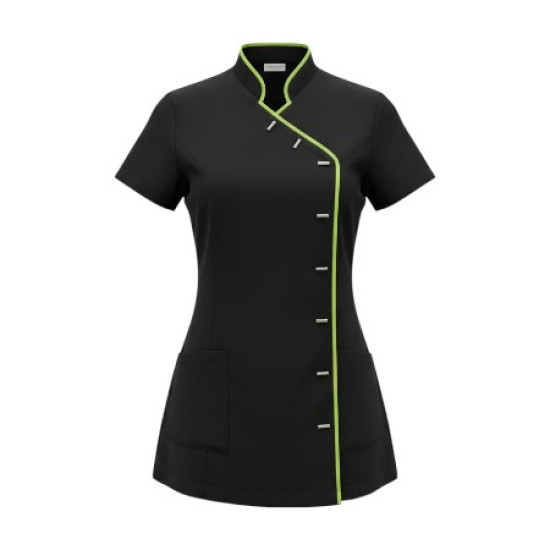 Tuniek Romy: Zwart met lime groene bies Tuniek Romy: Zwart met lime groene bies