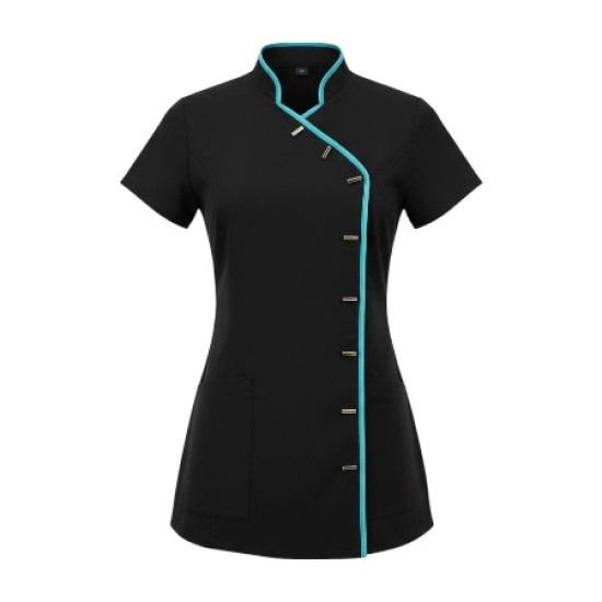 Tuniek Romy: Zwart met mint (blauwe) bies
