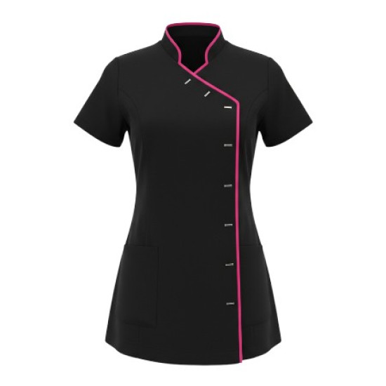 Tuniek Romy: Zwart met roze bies Tuniek Romy: Zwart met roze bies