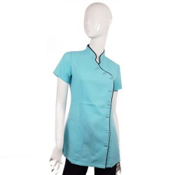 Tuniek Romy: Mint (blauw) met zwarte bies Tuniek Romy: Mint (blauw) met zwarte bies