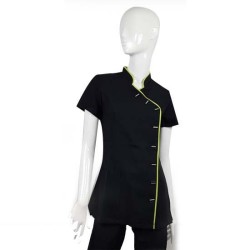 Tuniek Romy: Zwart met lime groene bies Tuniek Romy: Zwart met lime groene bies