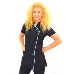 Tuniek Romy: Zwart met mint (blauwe) bies Tuniek Romy: Zwart met mint (blauwe) bies