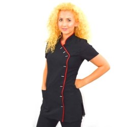 Tuniek Romy: Zwarte met rode bies Tuniek Romy: Zwarte met rode bies