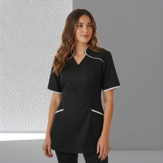 Wikkeltuniek Wendy (Polyester) - Zwart met witte rand
