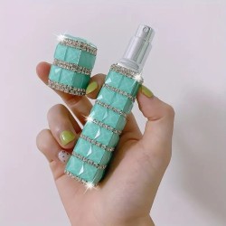 Hervulbare Parfum Verstuiver Fles met strass 12ml - Kleur: Mint Hervulbare Parfum Verstuiver Fles met strass 12ml - Kleur: Mint